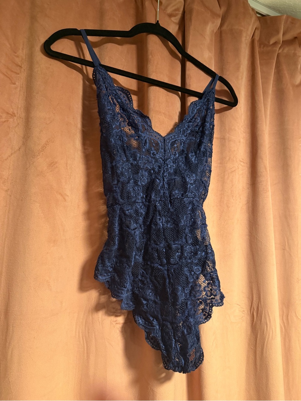 Sheer Navy Lace Chemise Bodysuit - Women's Intimates